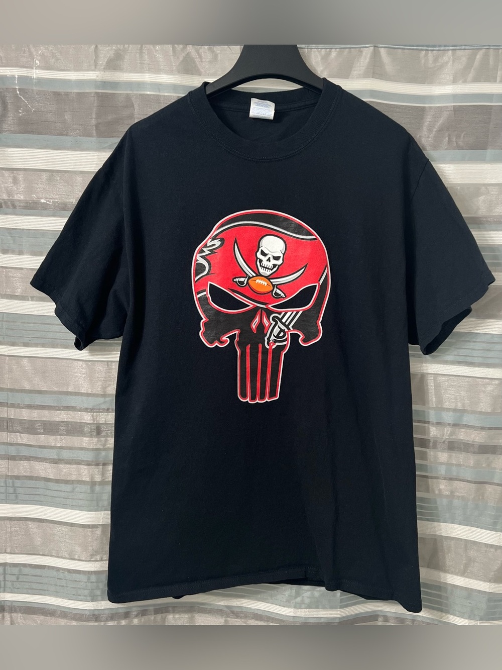 Port and Company Black Short-Sleeve Tee with Red Skull Tampa Bay Bucs Graphic